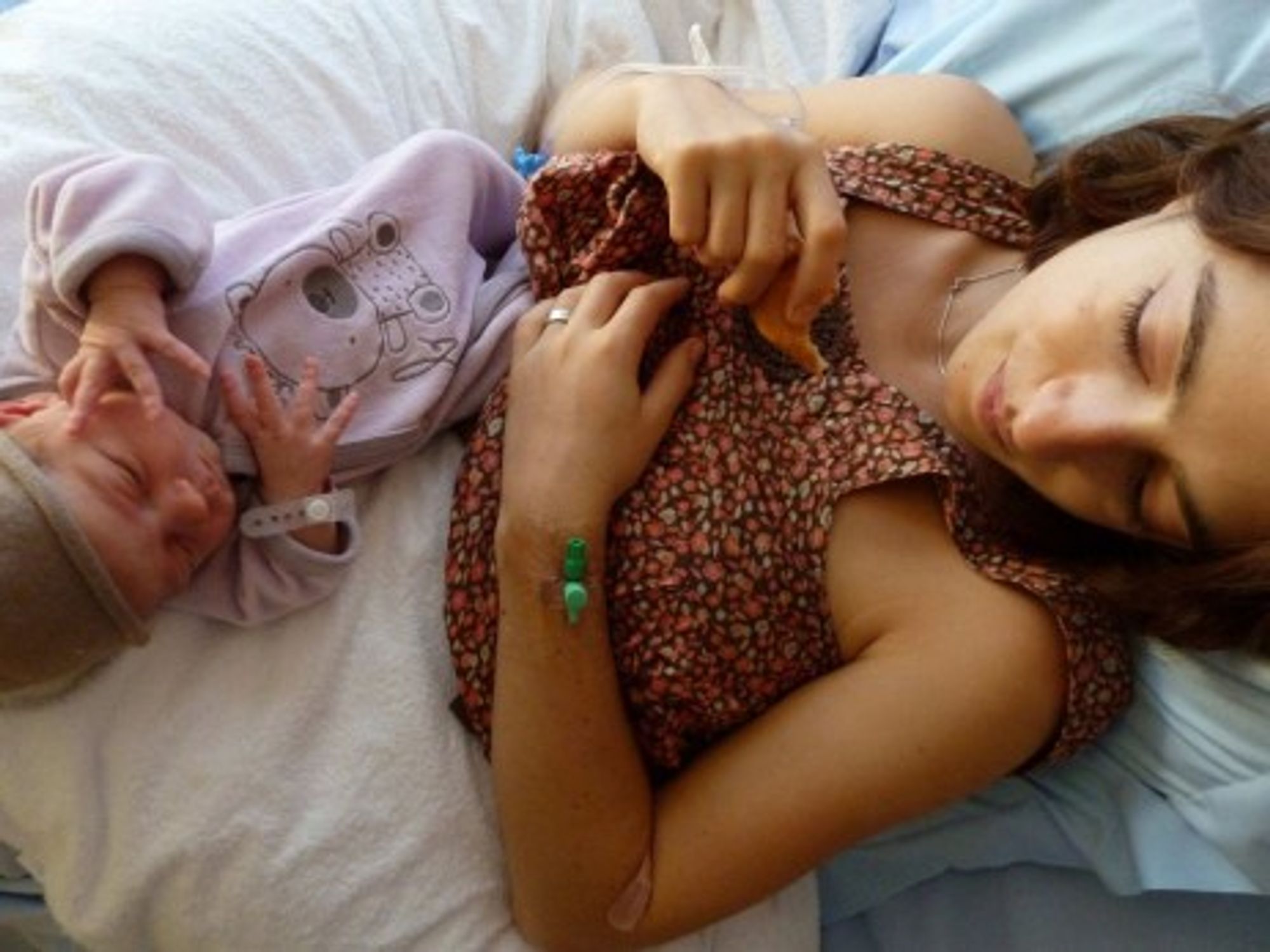 A French mother and her newborn