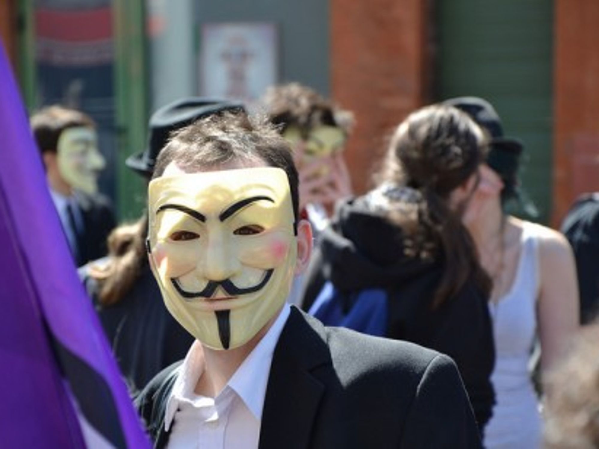 A French Pirate Party member during a protest (tornad3)