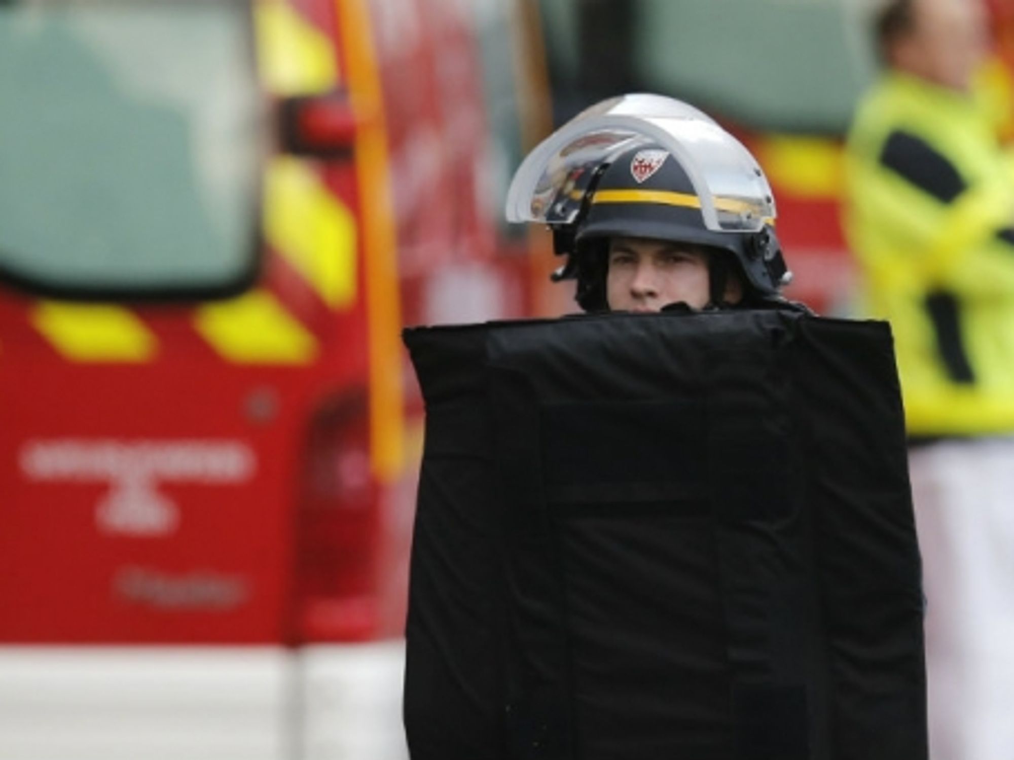A French police officer during Wednesday's standoff in Saint-Denis