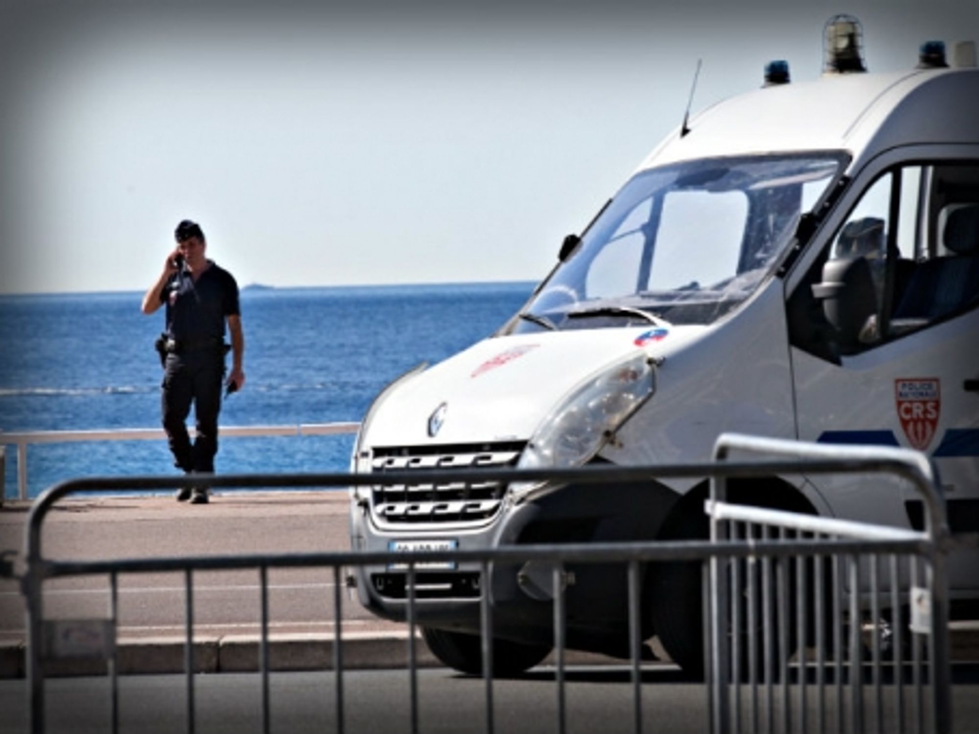 A French police officer in Nice the morning after the Bastille Day attack