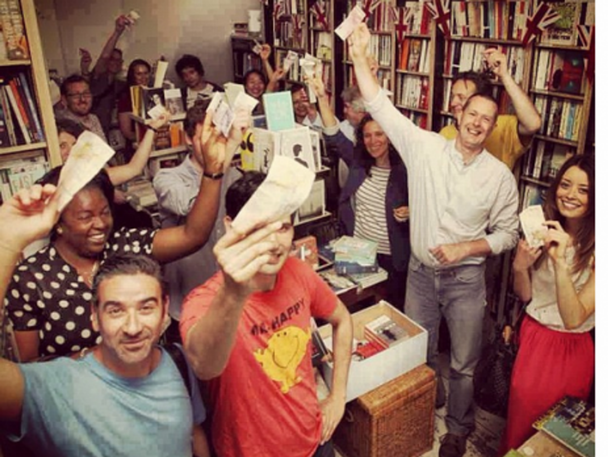 A friendly mob at 'Pages of Hackney' bookstore