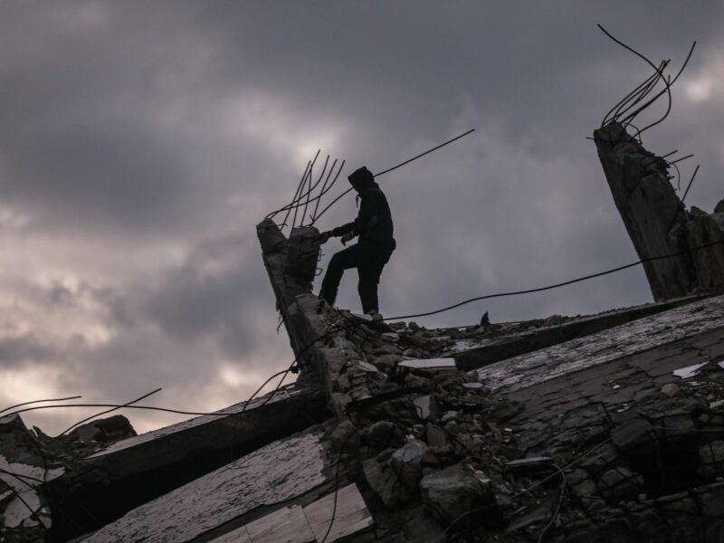 A general view of the destruction as Palestinians continue their daily life with limited resources among the rubble of buildings destroyed as a result of Israeli attacks in Gaza City, on February 24, 2025