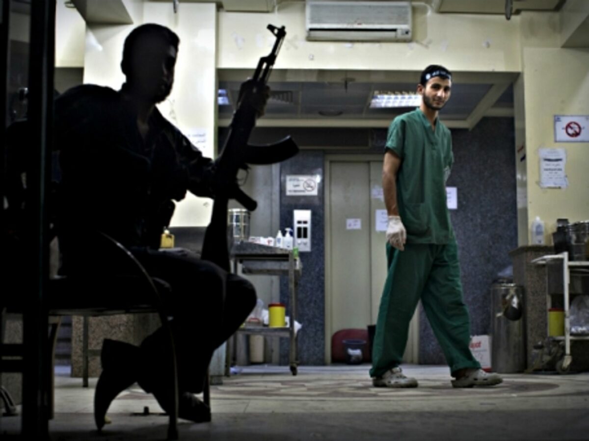 A gunman inside a hospital in Aleppo, Syria