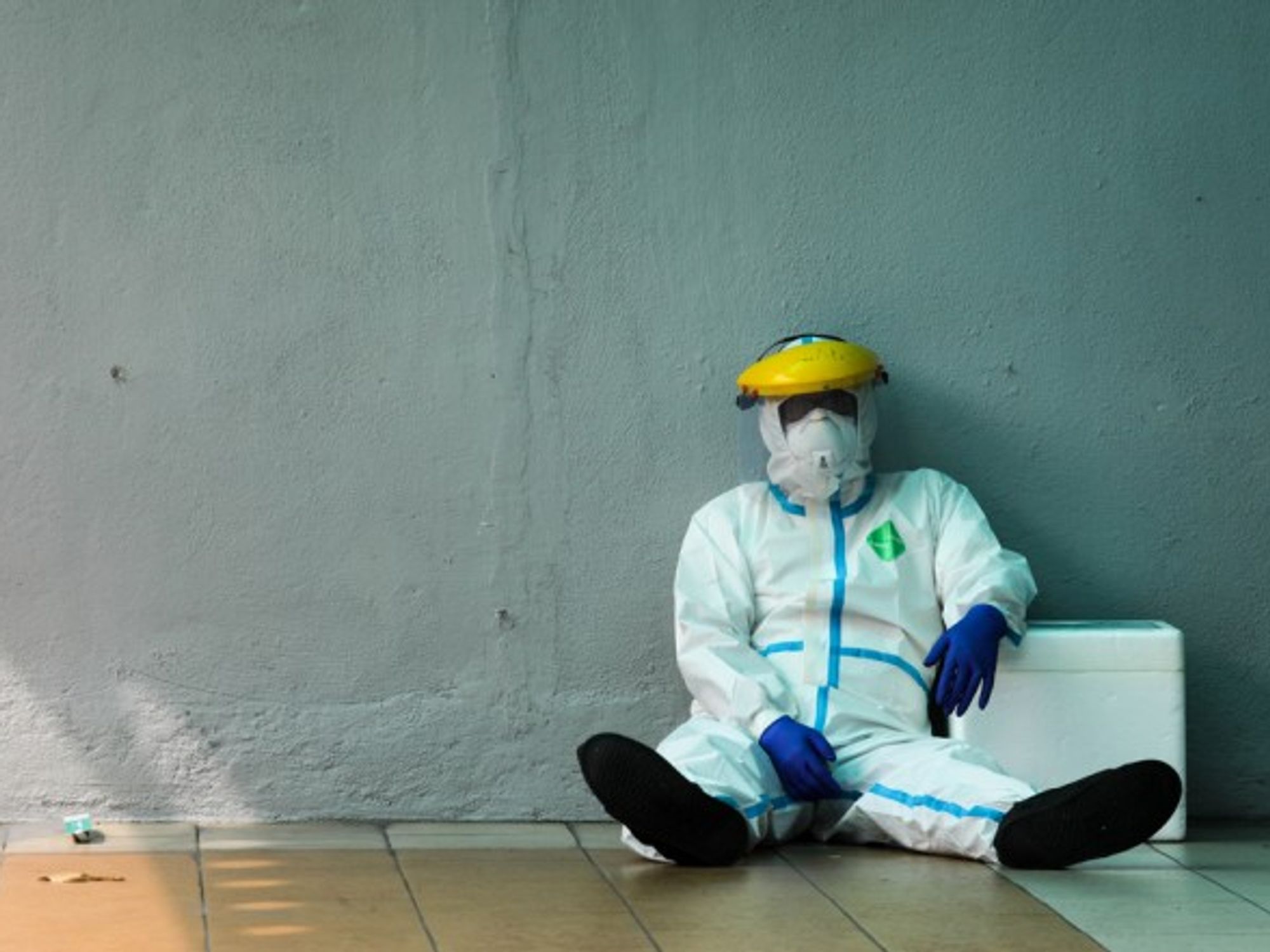 A health worker taking a break