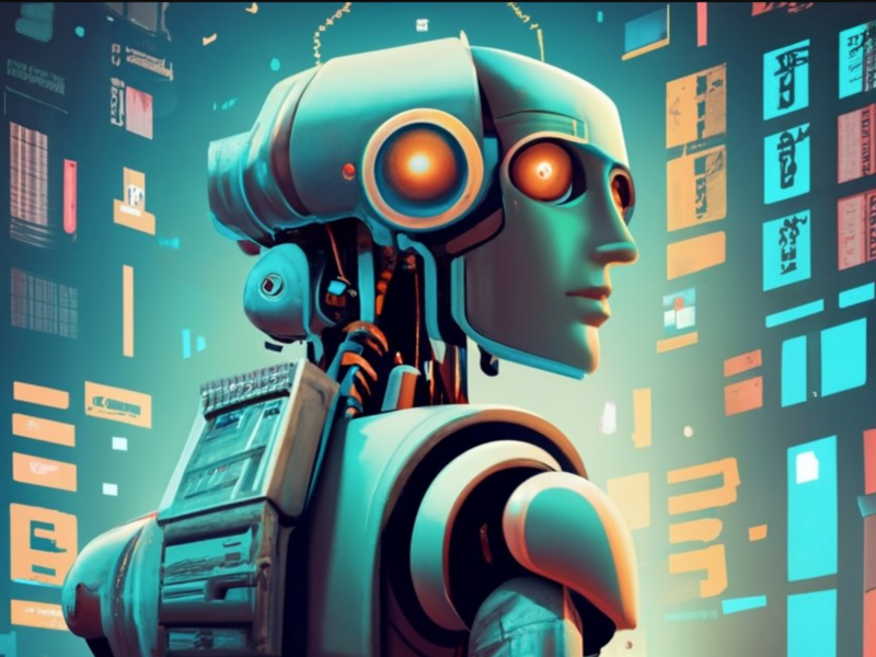 A.I. generated image of ​An A.I. figure looks over its shoulder creepily