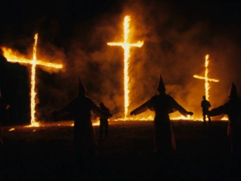 A KKK cross-burning rally