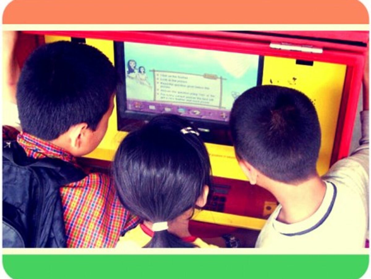 A learning station in Madangir, India