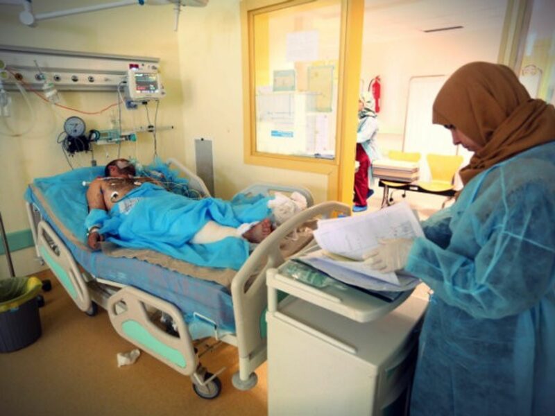 A Libyan government soldier treated in Misrata in August