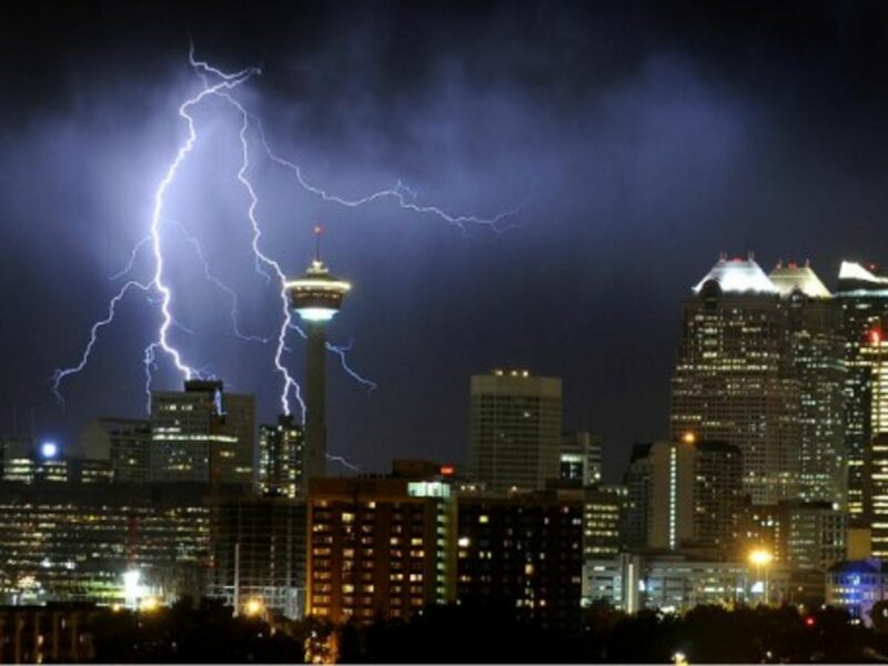 A lightning hits Calgary on Wednesday