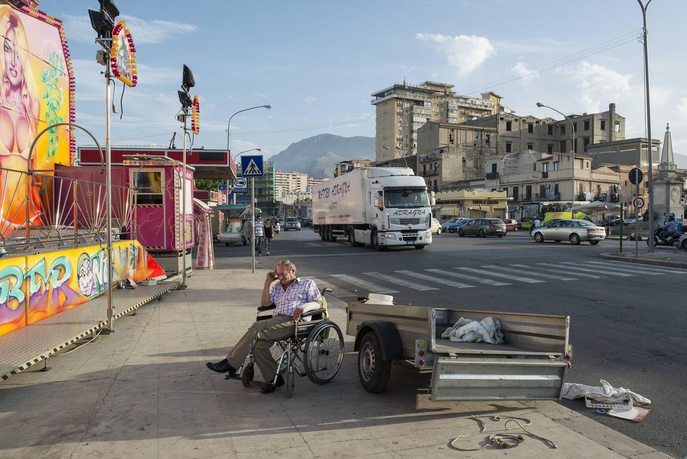 A man in a wheel chair in Palermo