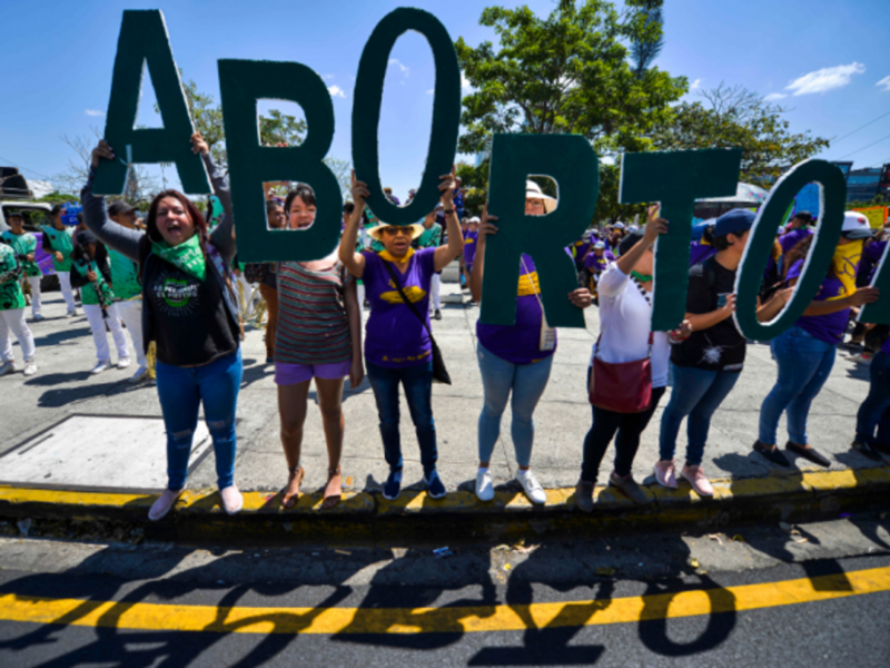 A march in favor of decriminalizing abortion in El Salvador on March 6