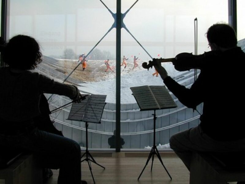 A music and dance performance at the Paul Klee museum in Bern, Switzerland