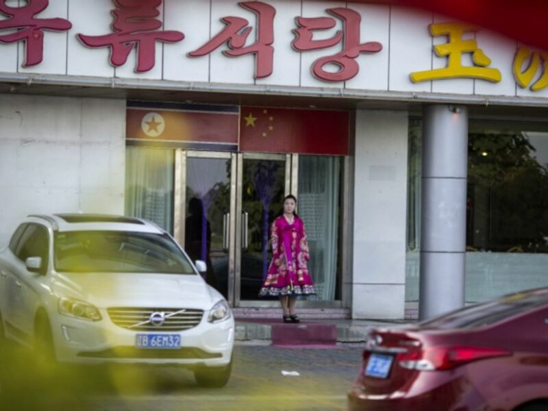 A North Korean waitress in Dandong, China