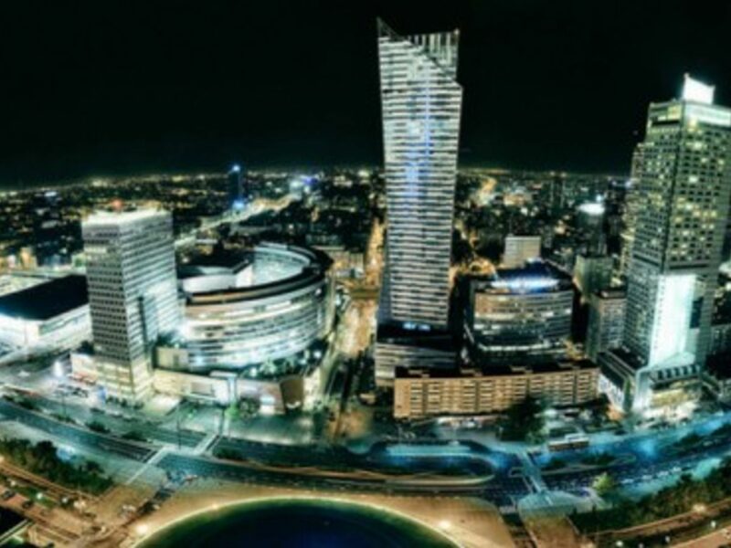 A panorama of modern Warsaw, Poland