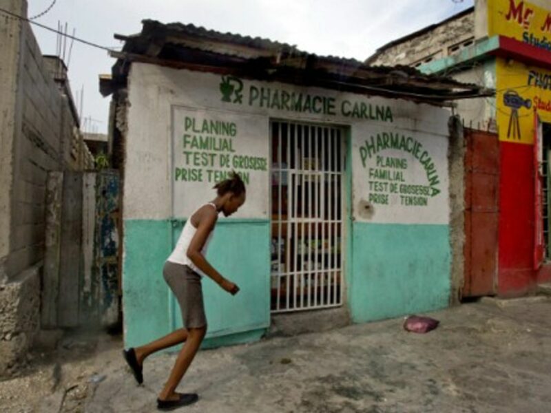 A pharmacy in downtown Port-au-Prince