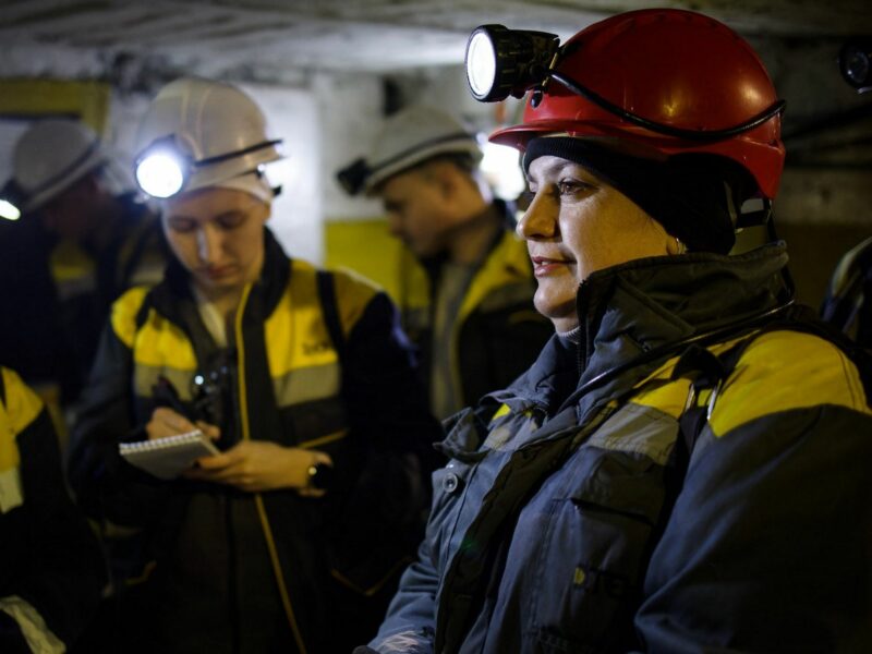 A photo of a group of Ukrainian women miners.