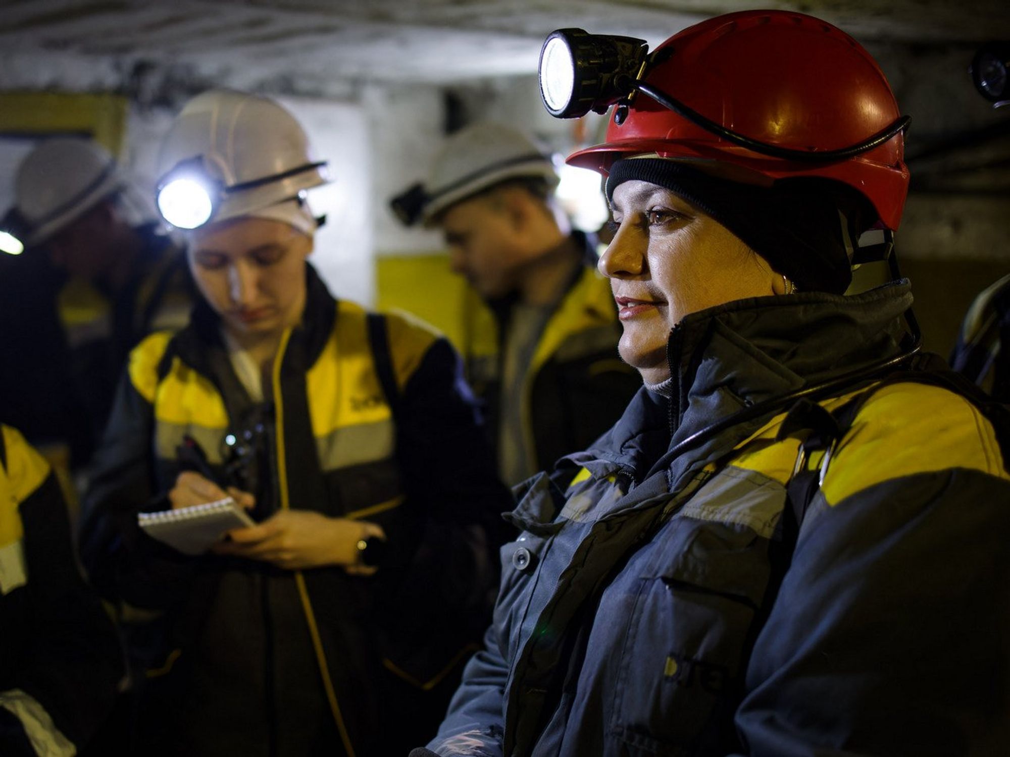 A photo of a group of Ukrainian women miners.