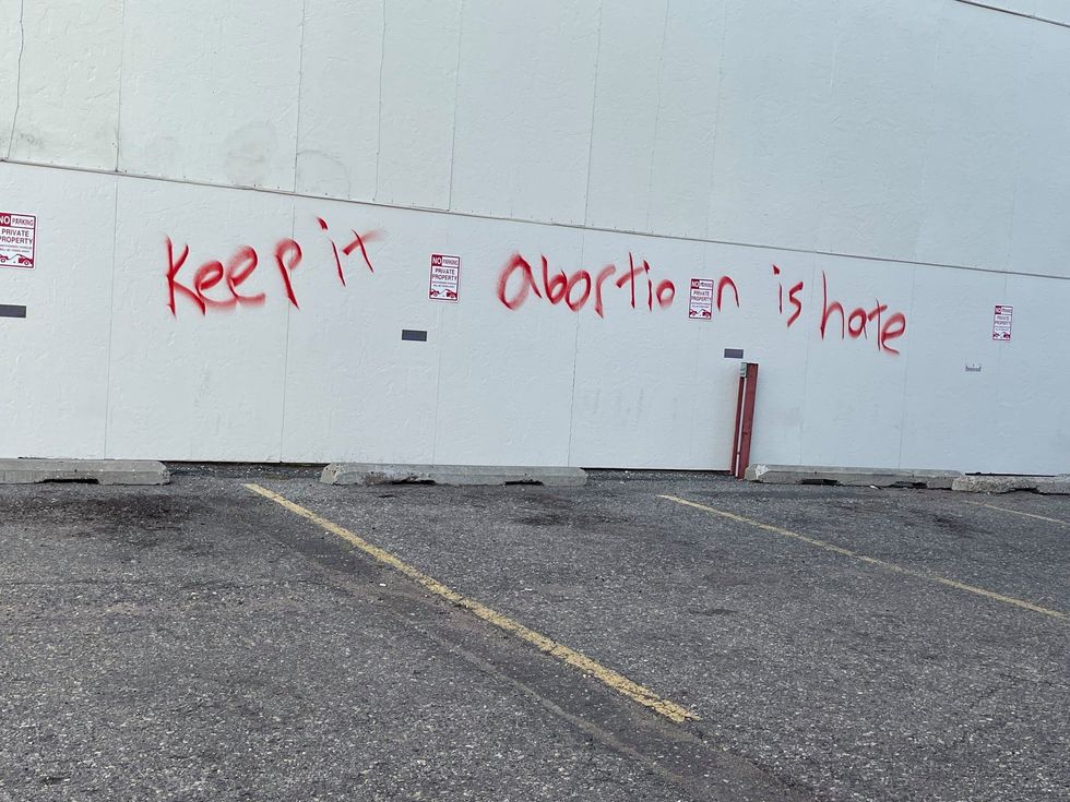 a photo of graffiti depicting hate towards abortion