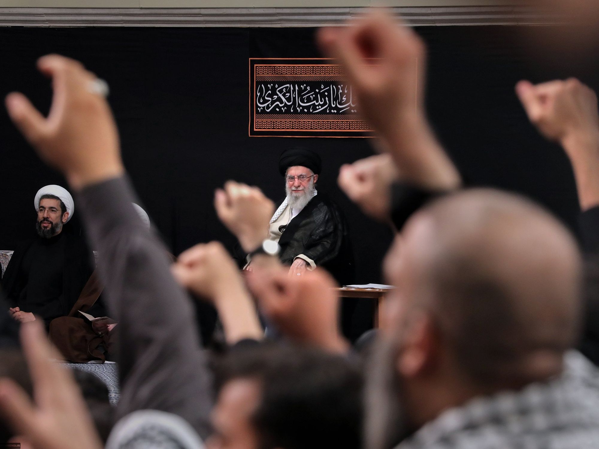 A photo of Iranian Supreme Leader Ayatollah at a ceremony.