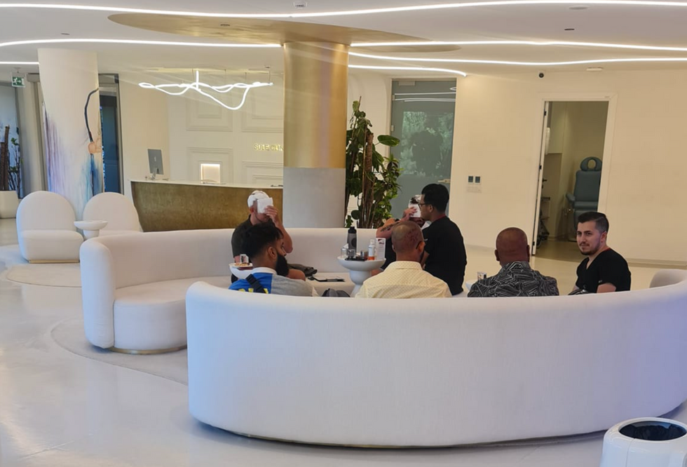 A photo of men waiting for surgery.