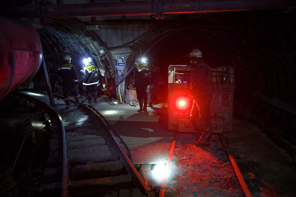 A photo of theunderground transportation system used in the mines.
