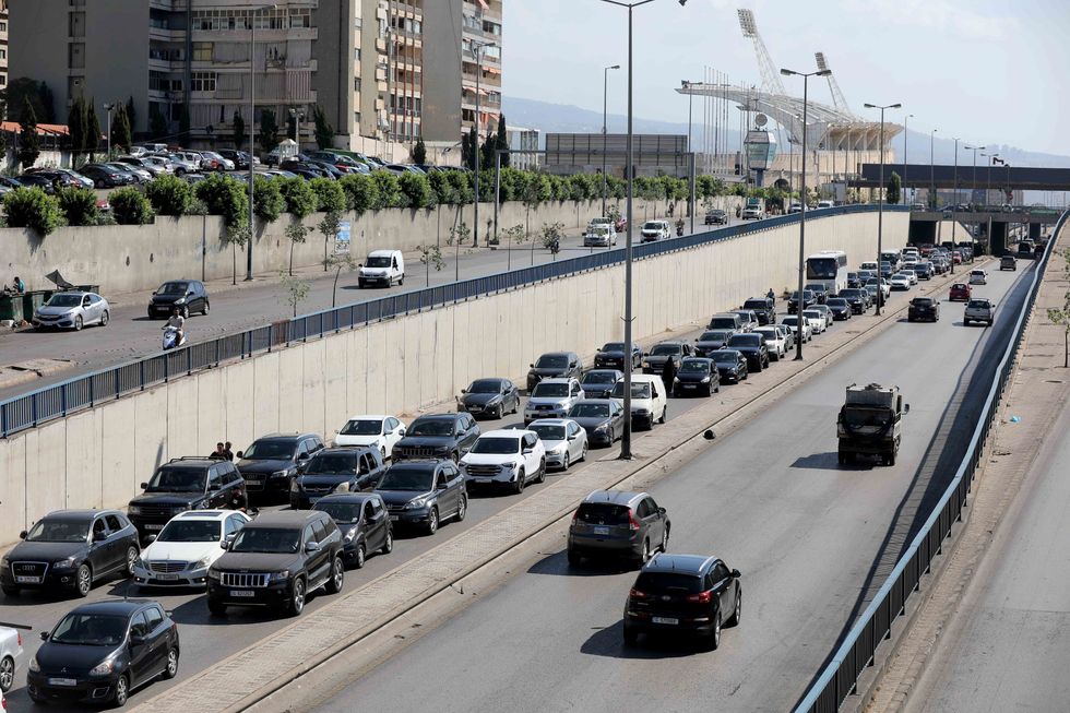 A photo of traffic on a highway after a deadly Israeli attack