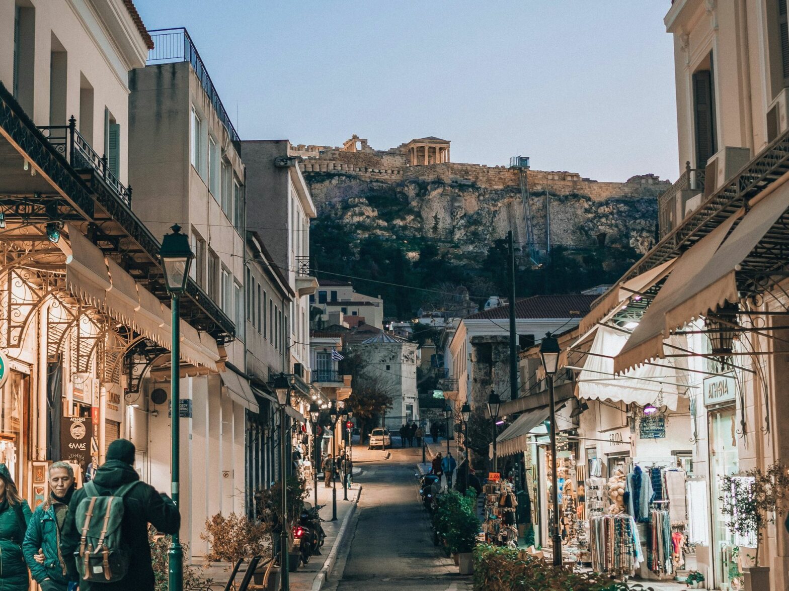 A picture of a street in Athens, Greece.