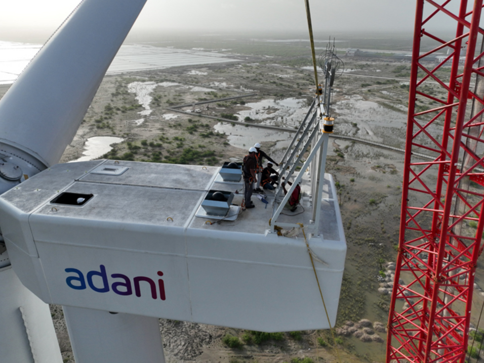 A picture of a wind turbine operated by Indian company Adani.