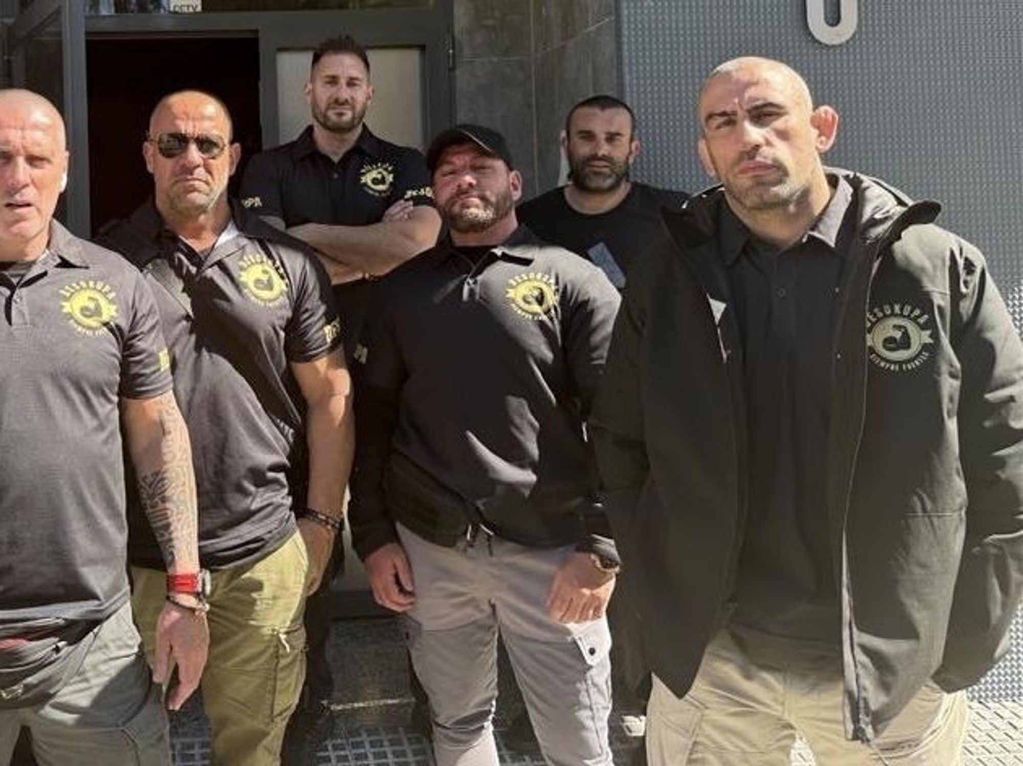 A picture of ​Daniel Esteve and members of his company Desokupa.