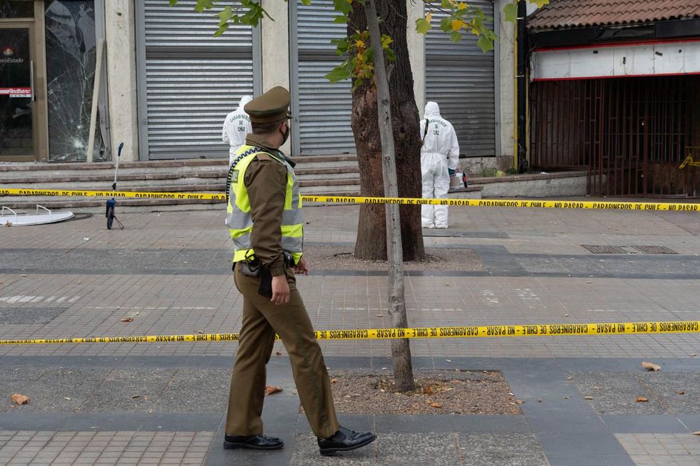 A police officer in Santiago, Chile