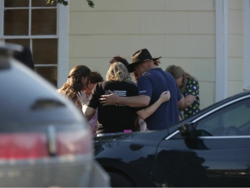 A prayer circle for the victims in Sutherland Springs, Texas
