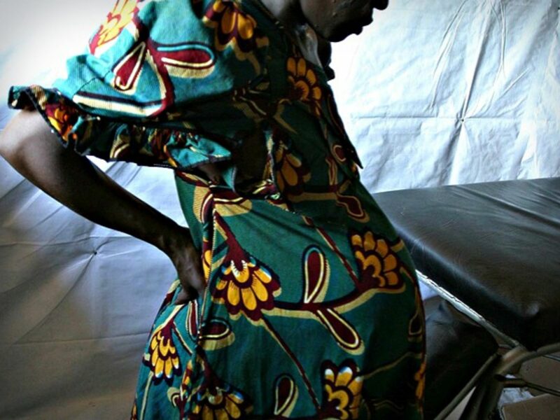A pregnant woman at a UNICEF camp