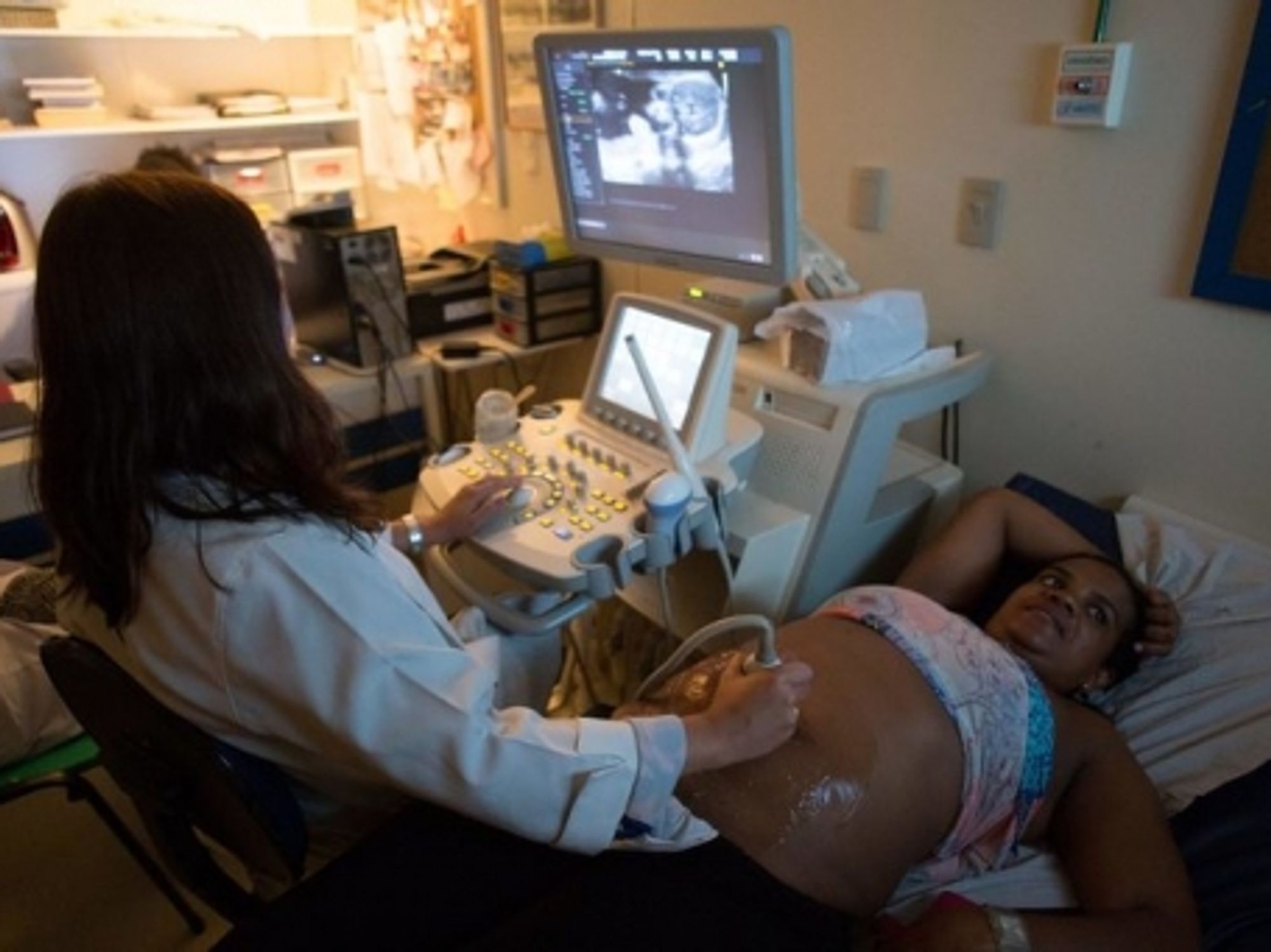 A pregnant woman getting an ultrasound in Recife, Brazil