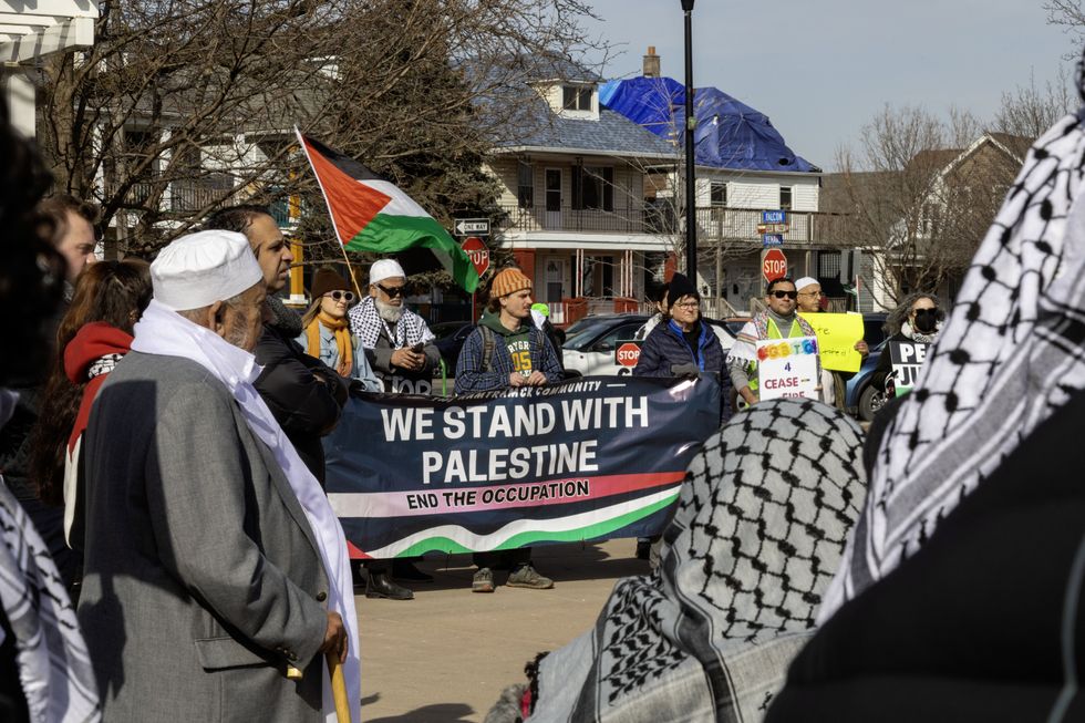 A pro-Palestinian rally in in Hamtramck, Michigan.