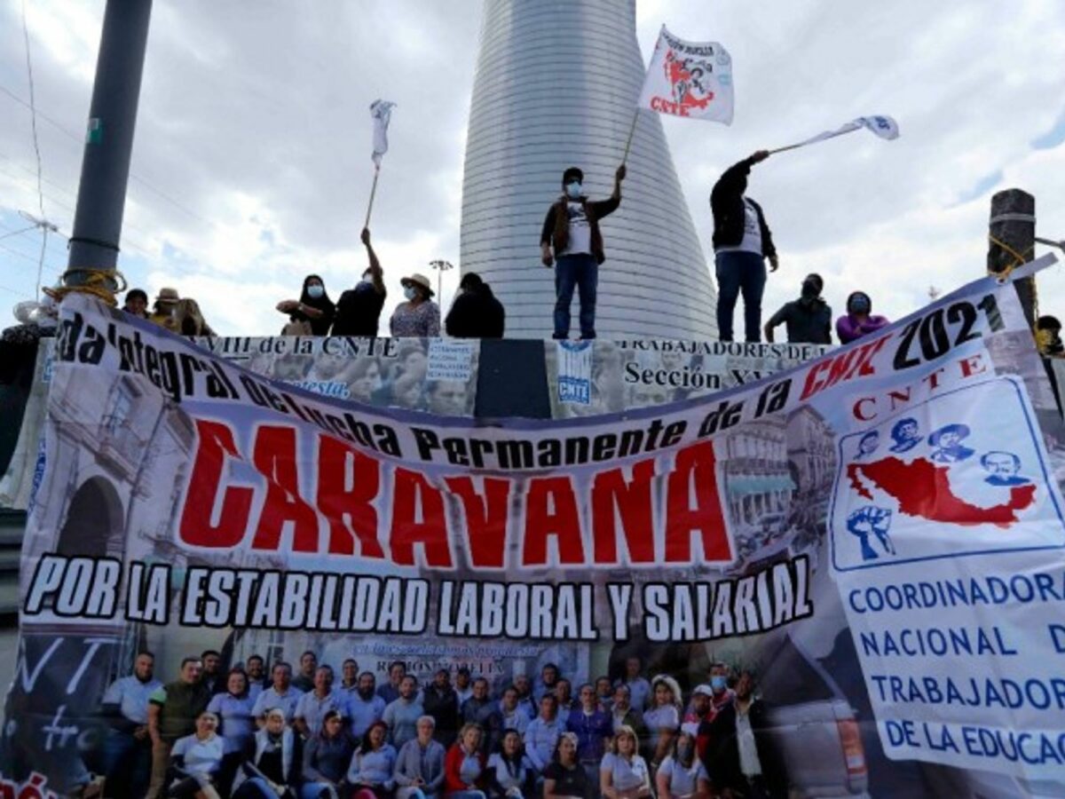 A protest by teachers in Mexico