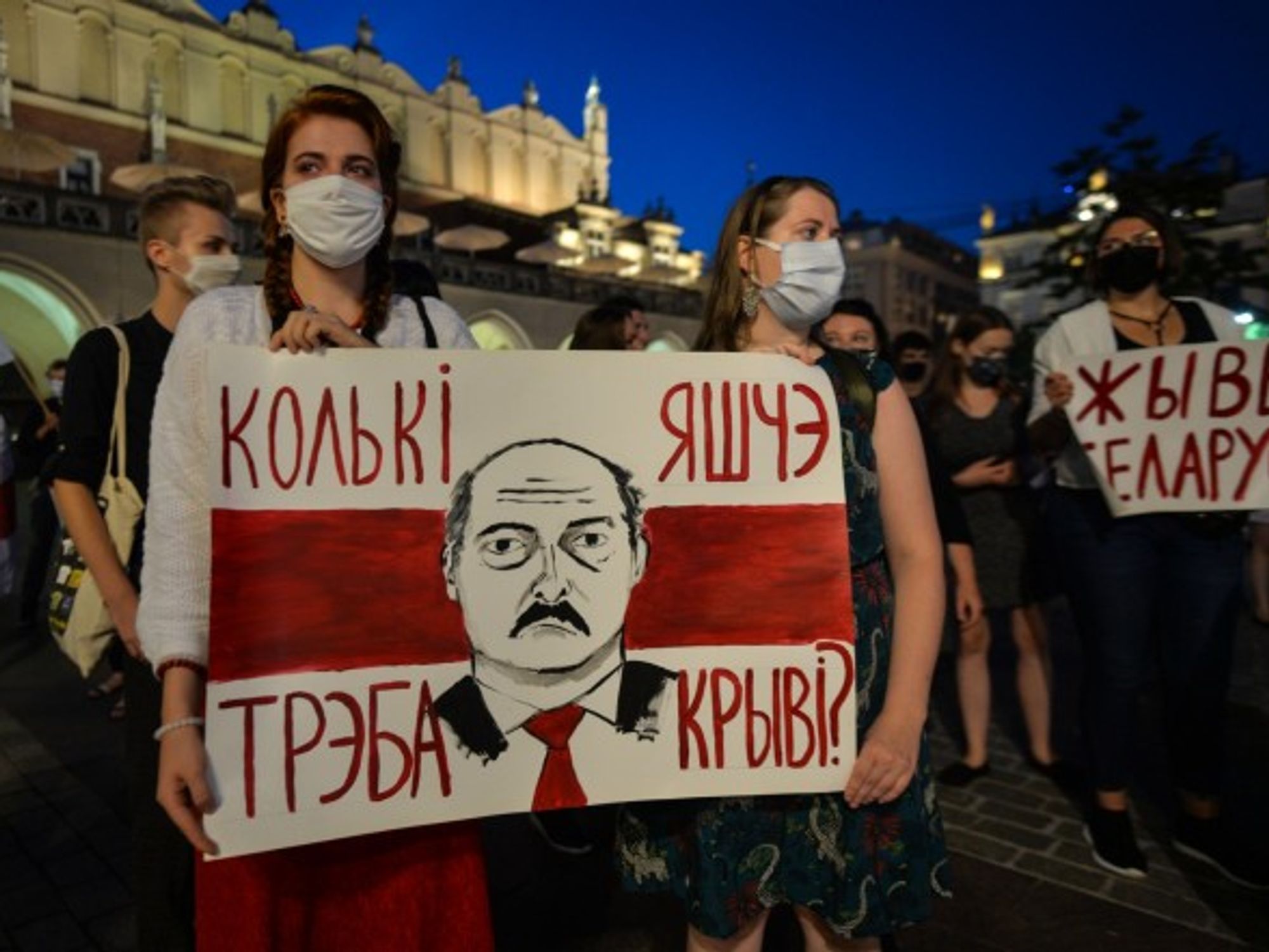 A protest in Krakow against Belarusian President Alexandre Lukashenko
