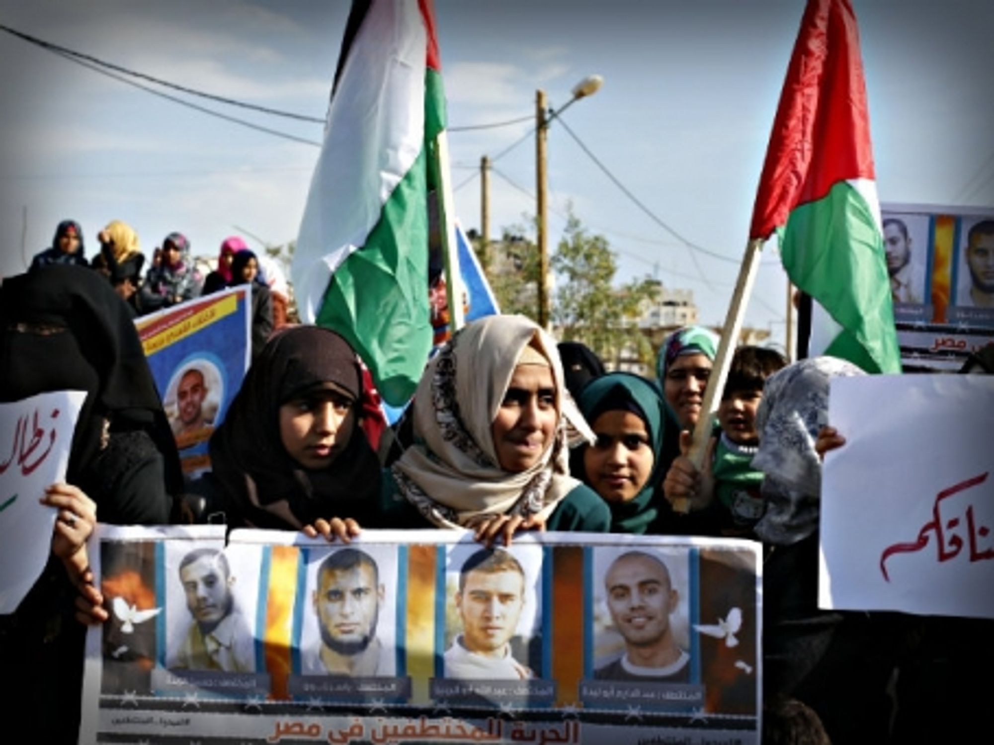 A protest supporting families of four Egyptian men kidnapped in January