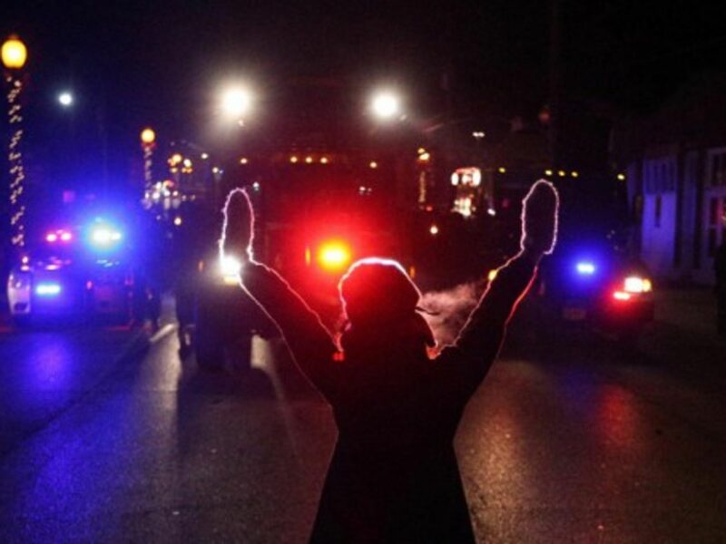 A protester in Ferguson