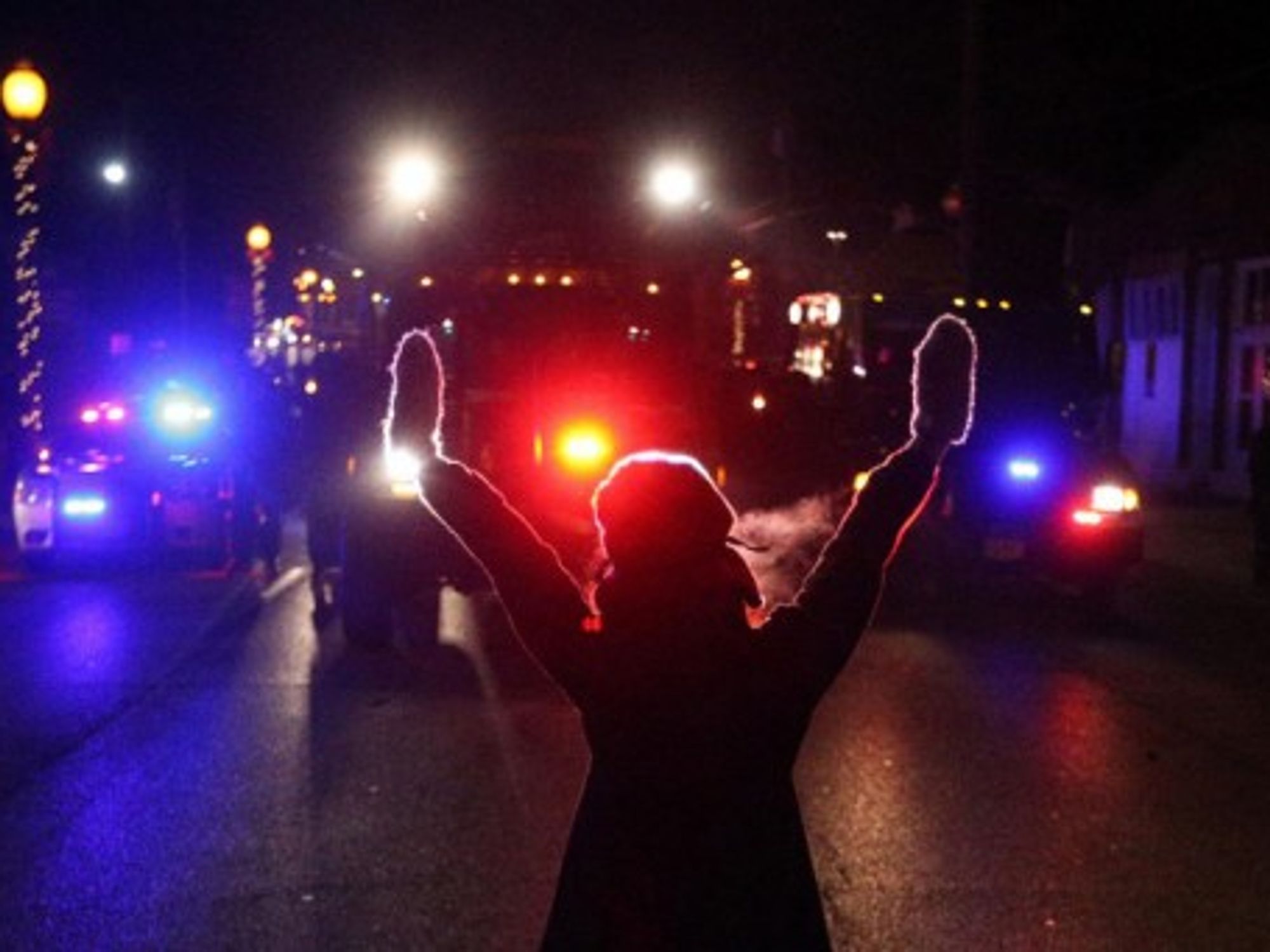 A protester in Ferguson