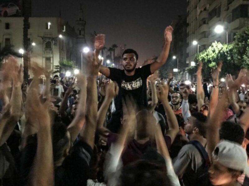 A rare anti-government protest in Downtown Cairo, Sep. 2019