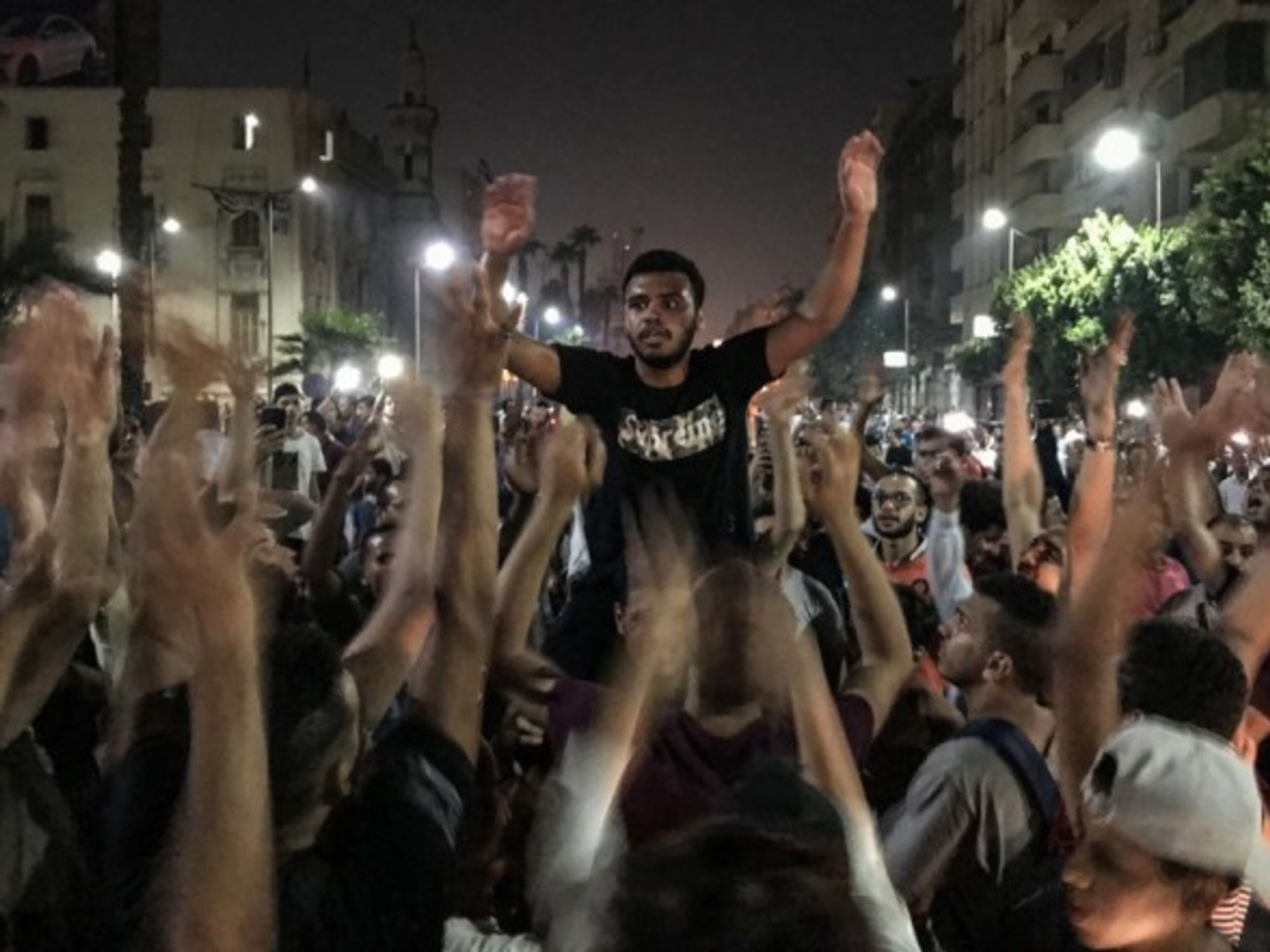 A rare anti-government protest in Downtown Cairo, Sep. 2019
