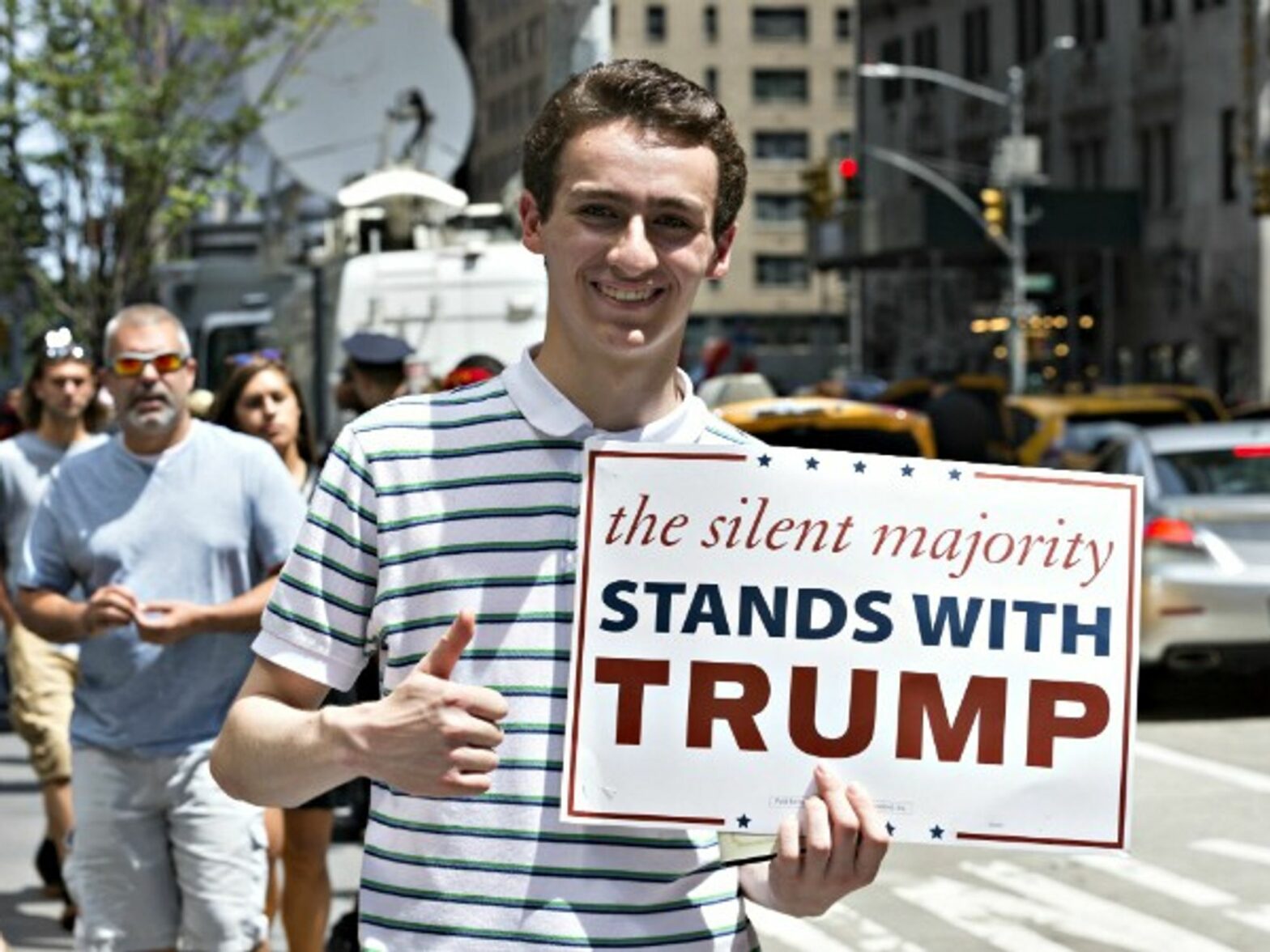 A (rare) young Trump supporter in NYC on July 16