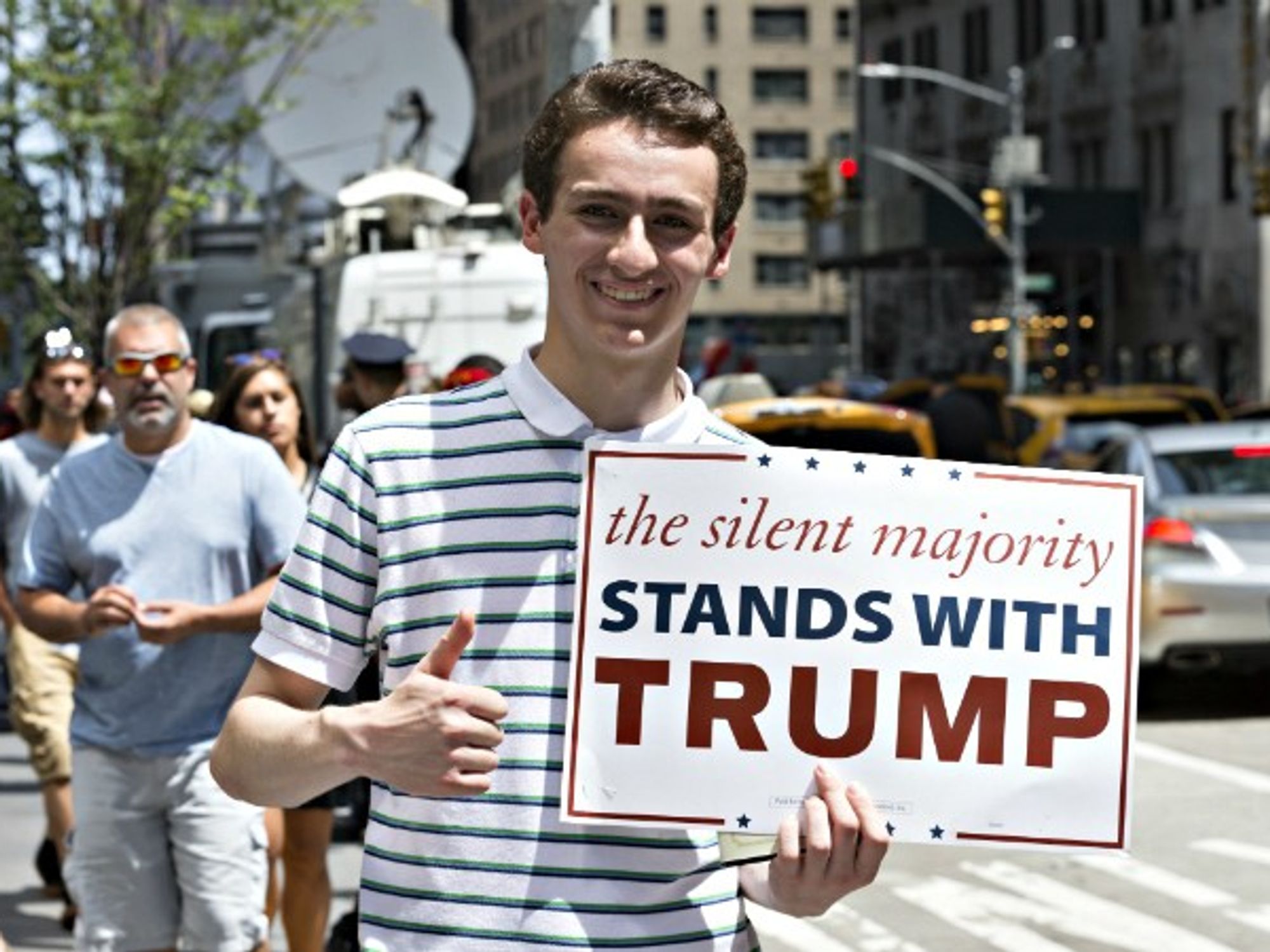 A (rare) young Trump supporter in NYC on July 16