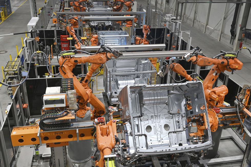 A robotically-operated assembly line at a German factory.