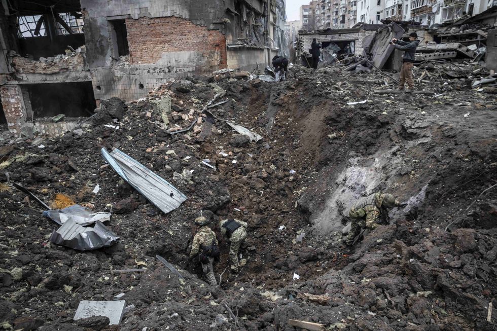 A rocket attack caused a crater in the middle of the city.