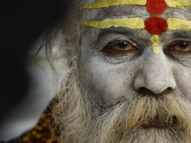 A Sadhu in the Pashupatinath Temple in Kathmandu, Nepal.