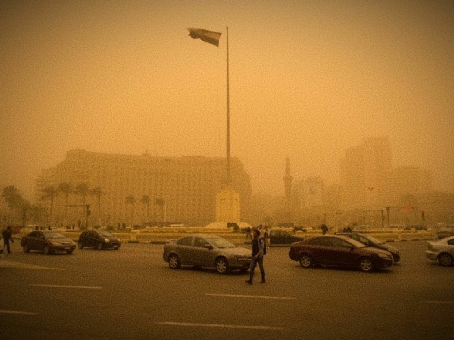 A sandstorm in Tahrir Square last year.