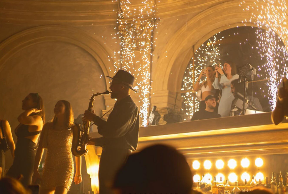 A saxophonist in Gattopardo nightclub in Milan