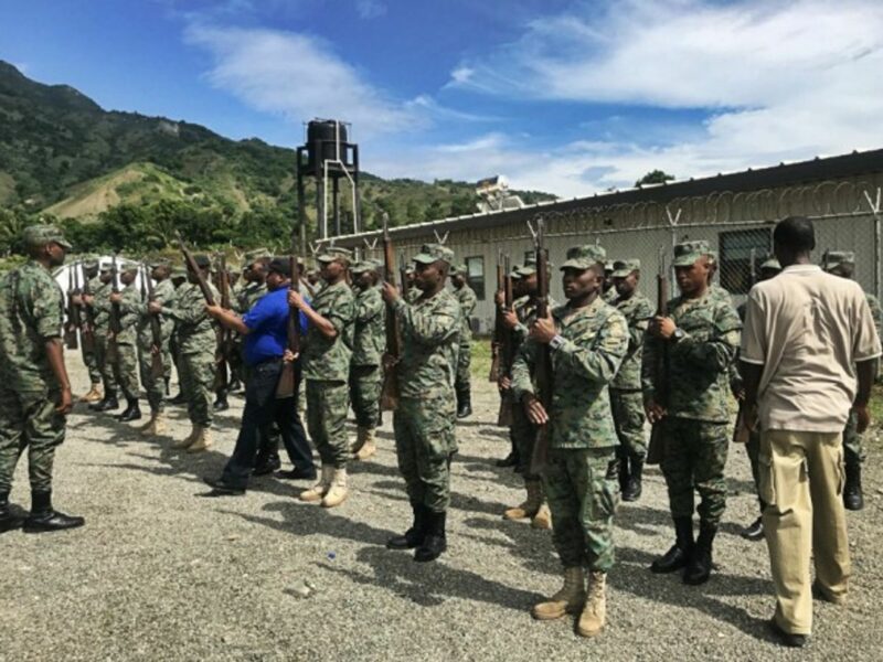 A select group of recruits preparing for a parade in Cap-Haïtien