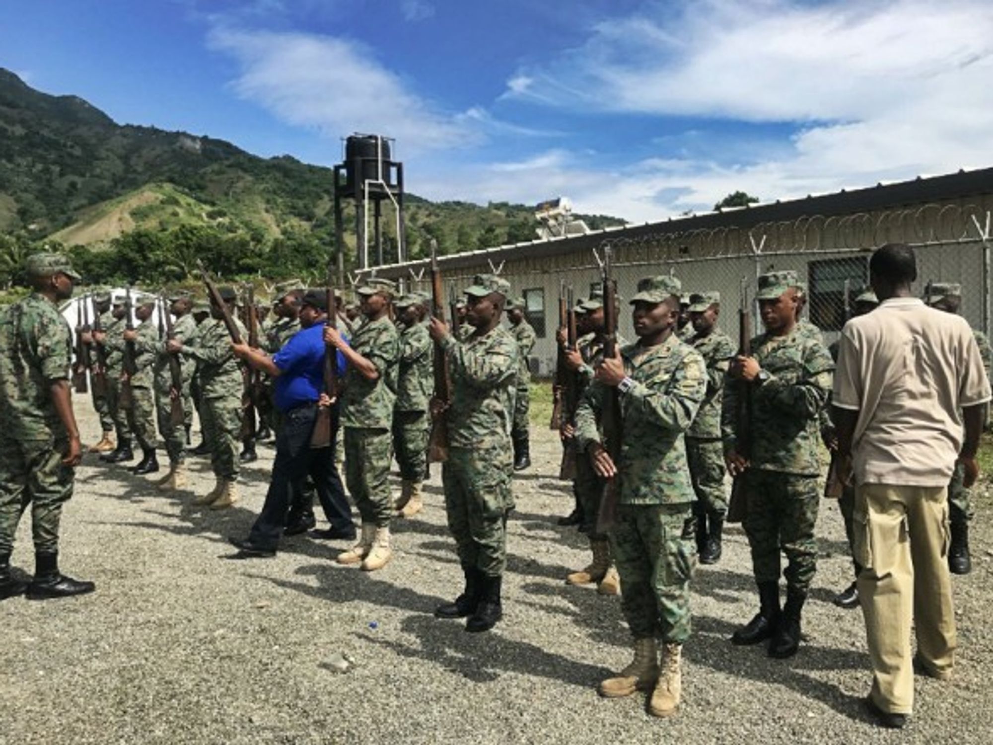 A select group of recruits preparing for a parade in Cap-Haïtien